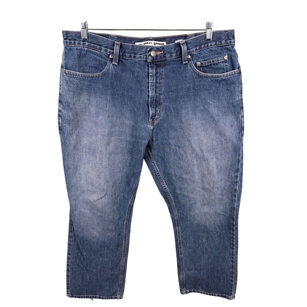 Harley Davidson Bootcut Jeans Mens 40x30 Blue Denim Classic Fit Motorcycle Jeans